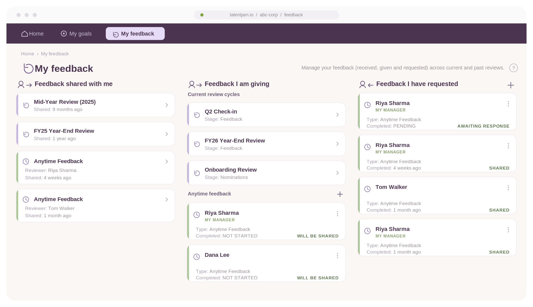 Continuous feedback