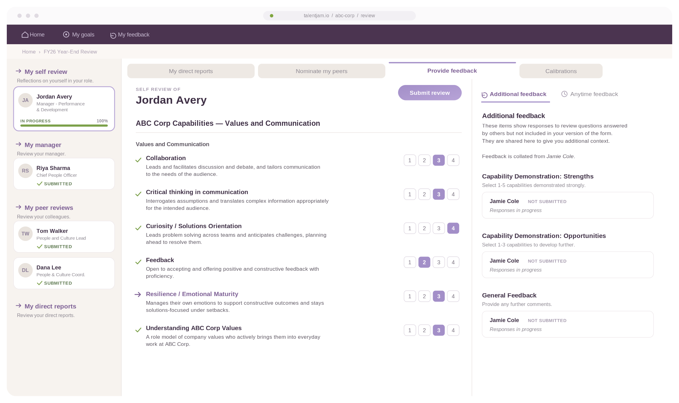 Performance reviews and calibration